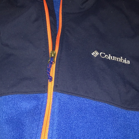 Columbia Sportswear Blue Full Zip Jacket Orange Trim Zip Pockets - Picture 6 of 10
